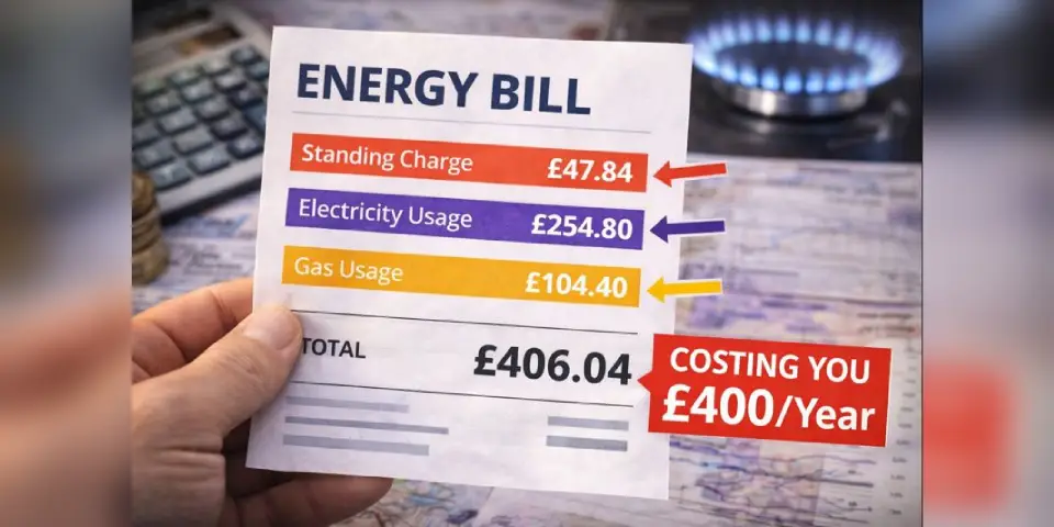 UK energy bill breakdown showing unit rates and standing charges